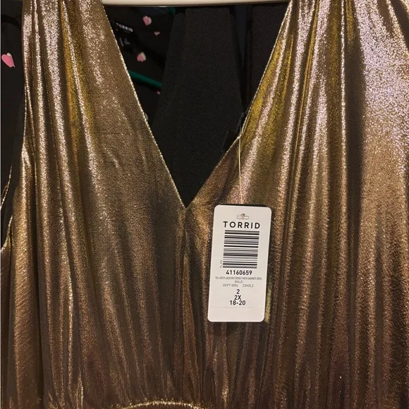 Torrid Gold and Black Midi Sundress V-Neck Cocktail - Picture 7 of 7